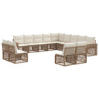 Tuinbankenset poly rattan beige crème wit 13 zitplaatsen