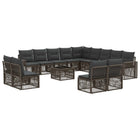 Garden lounge set 14 pcs Grey and Dark Grey poly rattan