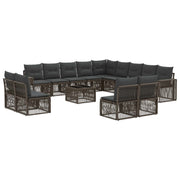 Tuinbankenset poly rattan grijs donkergrijs 13 zitplaatsen