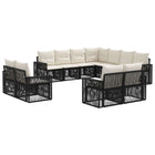 Tuinbankenset 11-delig poly rattan zwart cream wit