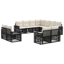 Tuinbankenset 11 pcs Zwart en Cream Wit poly rattan