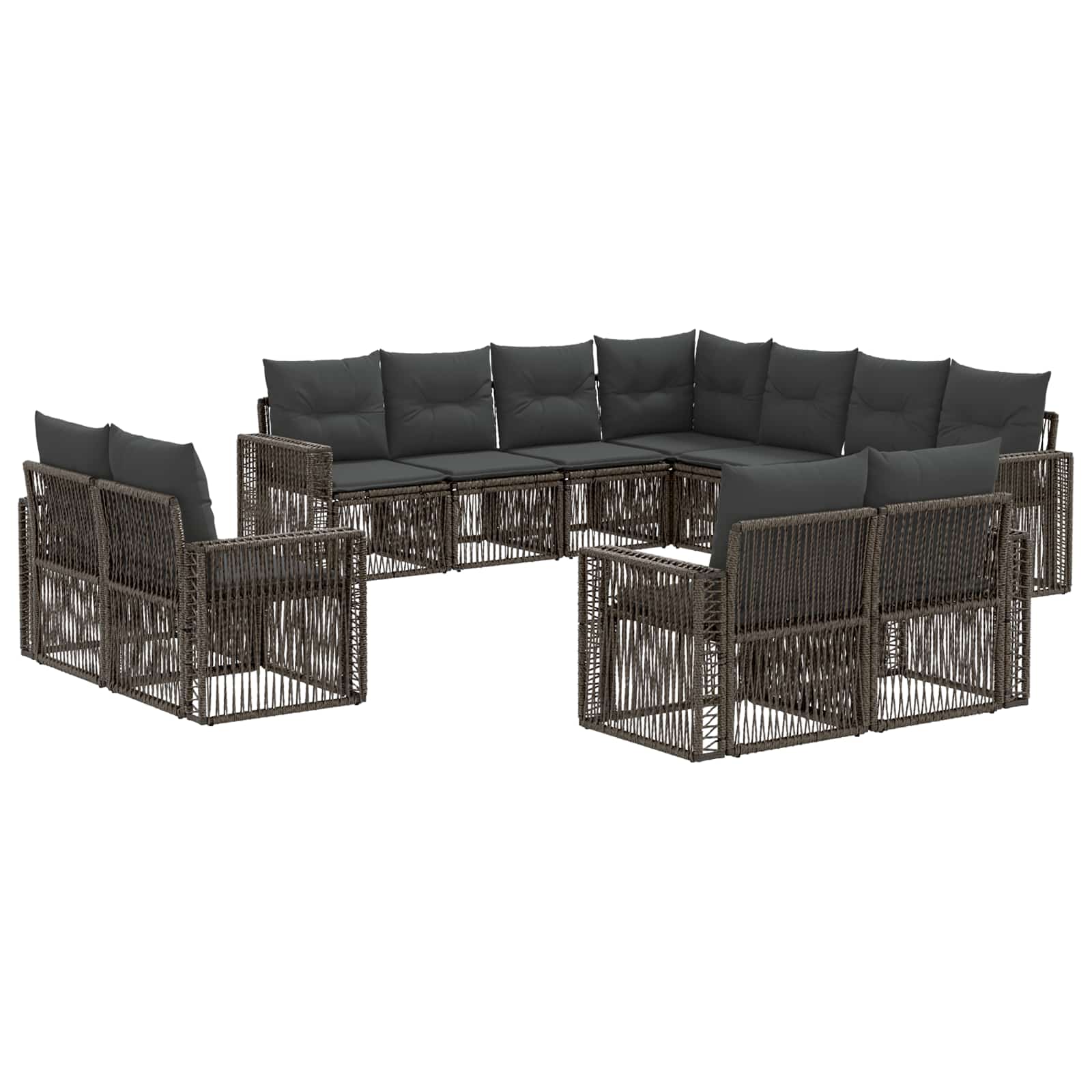 Tuinbankenset 11 pcs Grijs en Donkergrijs poly rattan