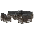Garden Lounger Set 12 pcs Grey and Dark Grey poly rattan
