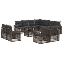 Tuinbankenset 12 pcs Grijs en Donkergrijs poly rattan