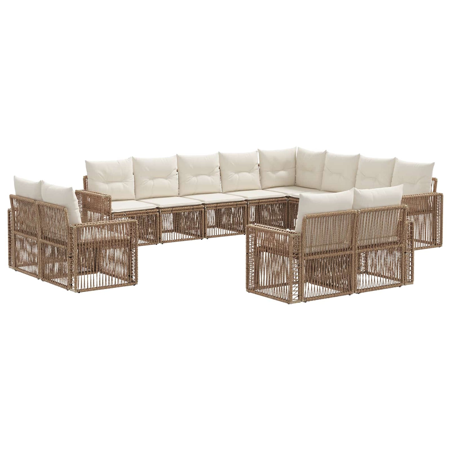 Tuinbankenset 12 pcs Beige en Crème Wit poly rattan