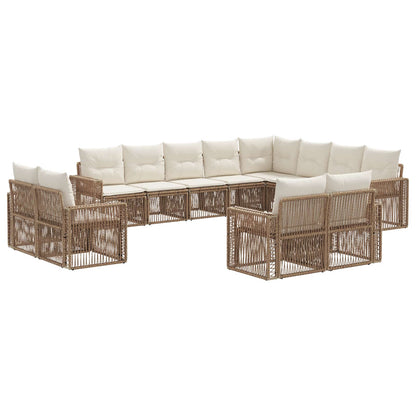 Tuinbankenset 12 pcs Beige en Crème Wit poly rattan