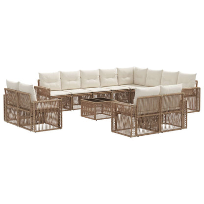 Tuinbankenset 13 pcs Beige en Crème Wit poly rattan