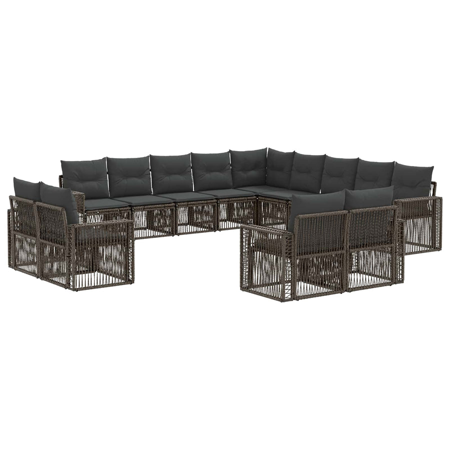 Tuinbankenset 13 pcs Grijs en Donkergrijs poly rattan