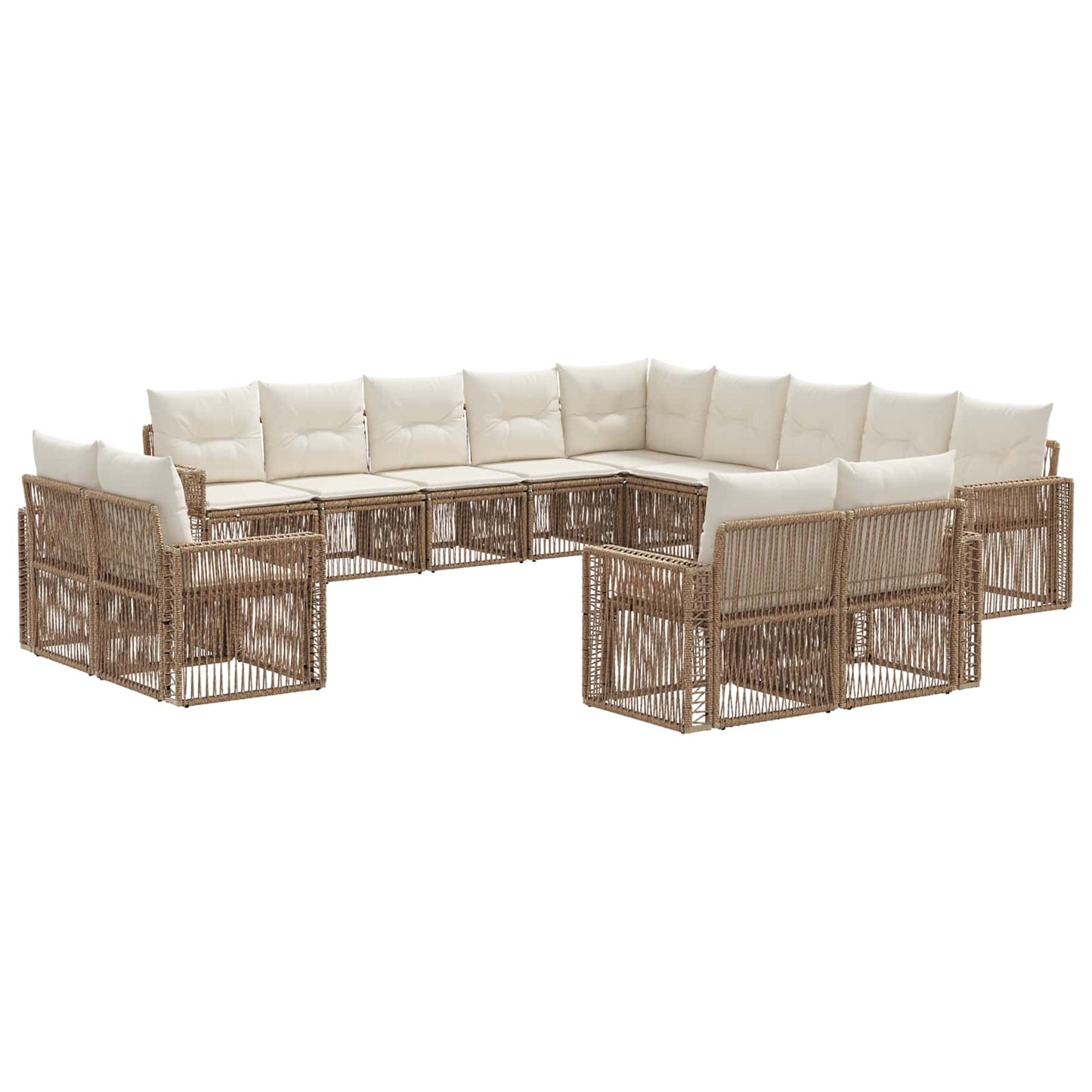 Tuinbankenset 13 pcs Beige en Crème Wit poly rattan