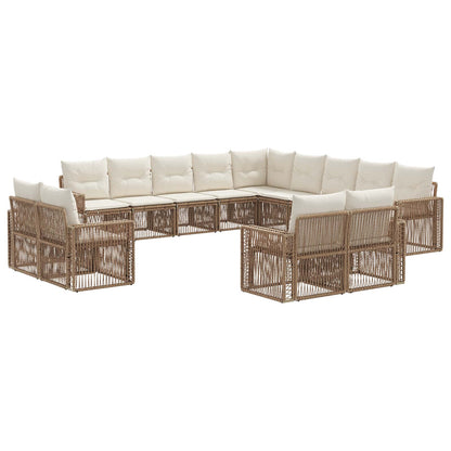 Tuinbankenset 13 pcs Beige en Crème Wit poly rattan