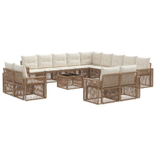 Tuinbankenset 14 pcs Beige en Crème Wit poly rattan