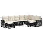 Tuinbankenset poly rattan zwart cream wit 9 zitplaatsen