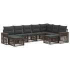 Tuinbankenset 9-delig poly rattan grijs donkergrijs