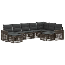 Tuinbankenset 9 pcs Grijs en Donkergrijs poly rattan