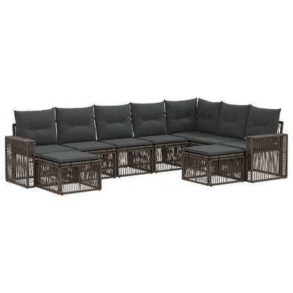 Tuinbankenset 9 pcs Grijs en Donkergrijs poly rattan