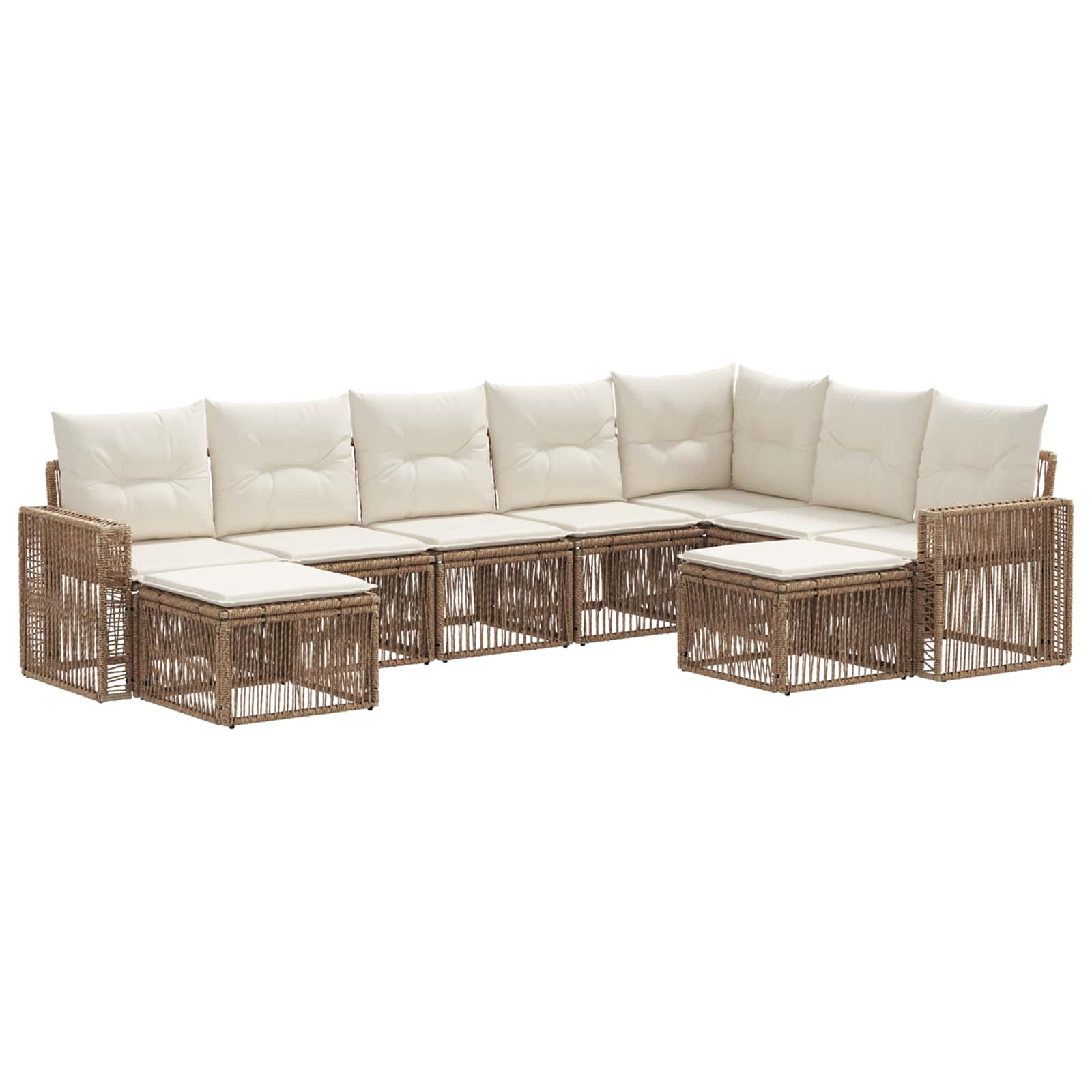 Tuinbankenset 9 pcs Beige en Crème Wit poly rattan