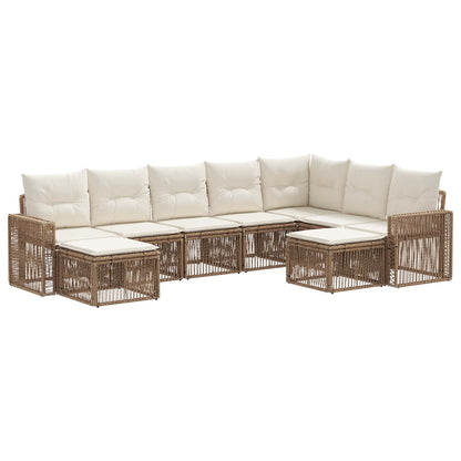 Tuinbankenset 9 pcs Beige en Crème Wit poly rattan