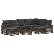 Tuinbankenset poly rattan grijs 10-delig