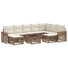 Tuinbankenset poly rattan beige crème wit 9 zitplaatsen