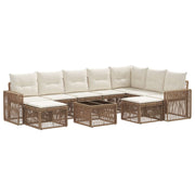 Tuinbankenset poly rattan beige crème wit 9 zitplaatsen