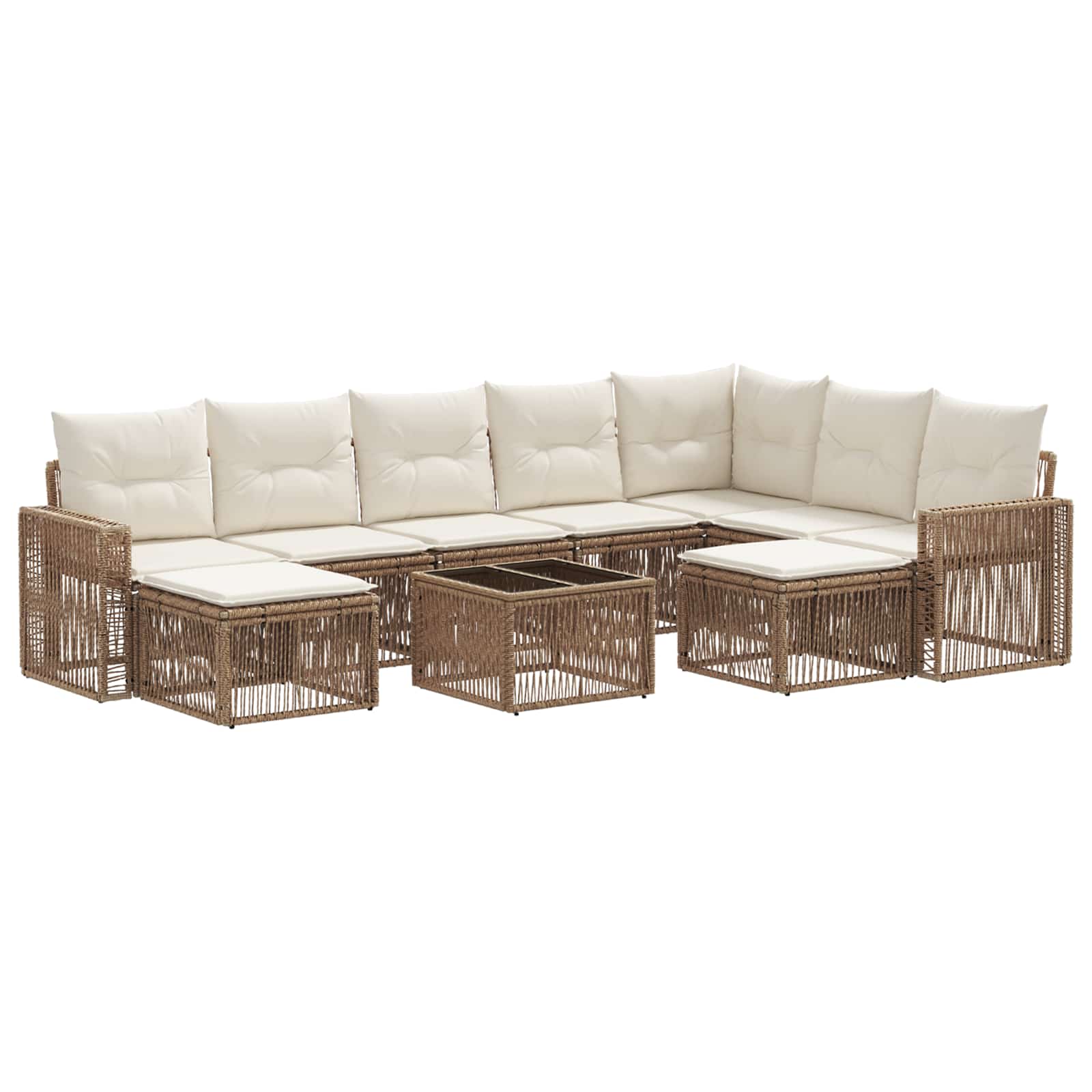 Tuinbankenset 10 pcs Beige en Crème Wit poly rattan