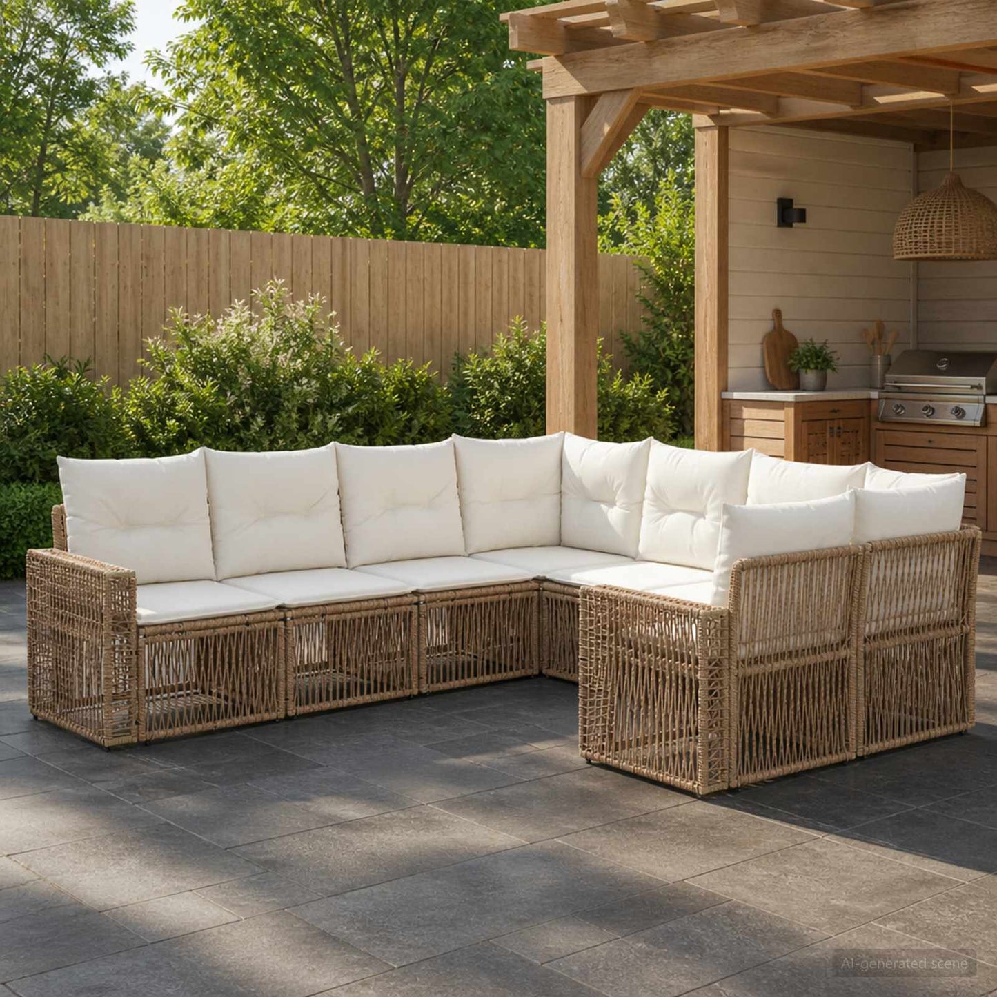 Tuinbankenset 8 st 8-Aantal zitplaatsen Beige en Crème Wit