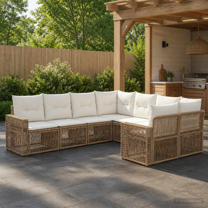 Tuinbankenset 8 st 8-Aantal zitplaatsen Beige en Crème Wit