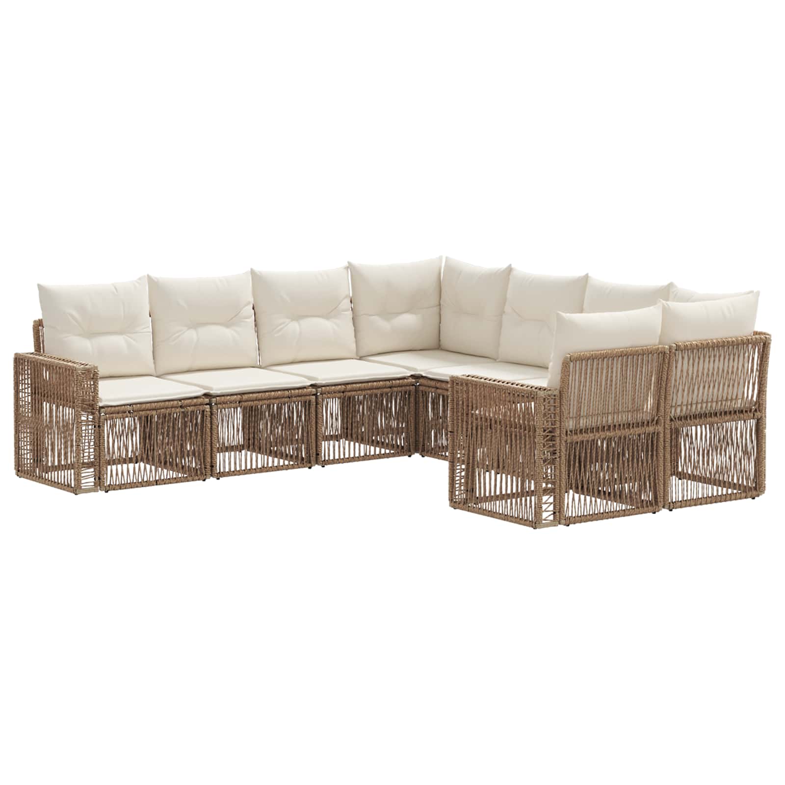 Tuinbankenset 8 st 8-Aantal zitplaatsen Beige en Crème Wit