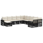 Tuinbankenset 11-delig poly rattan zwart cream wit
