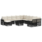 Tuinbankenset poly rattan 12-delig zwart cream wit