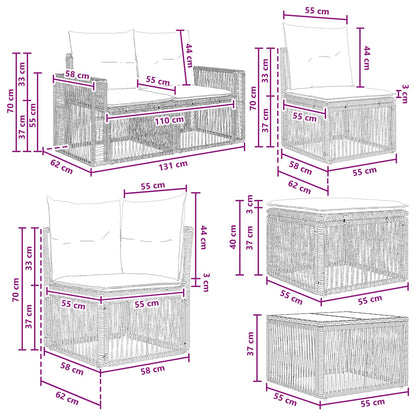Tuinbankenset 12 pcs Zwart en Cream Wit poly rattan