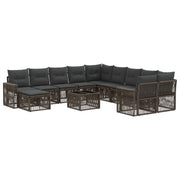 Tuinbankenset poly rattan grijs 12-delig