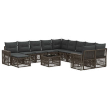 Tuinbankenset 12 pcs Grijs en Donkergrijs poly rattan