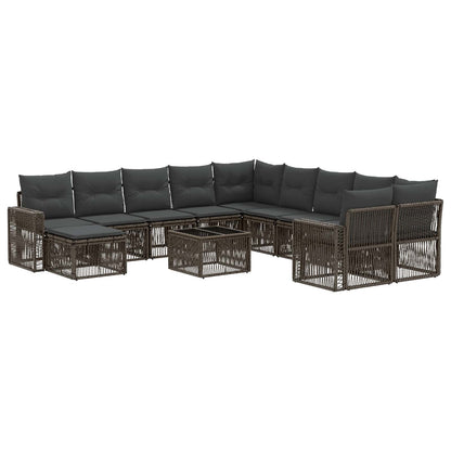 Tuinbankenset 12 pcs Grijs en Donkergrijs poly rattan