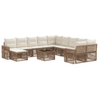 Tuinbankenset poly rattan beige crème wit 12-delig
