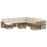Tuinbankenset poly rattan beige crème wit 12-delig