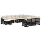 Tuinbankenset 12-delig poly rattan zwart cream wit
