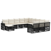 Tuinbankenset 12-delig poly rattan zwart cream wit