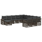 Tuinset poly rattan grijs 12-delig