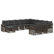 Tuinset poly rattan grijs 12-delig