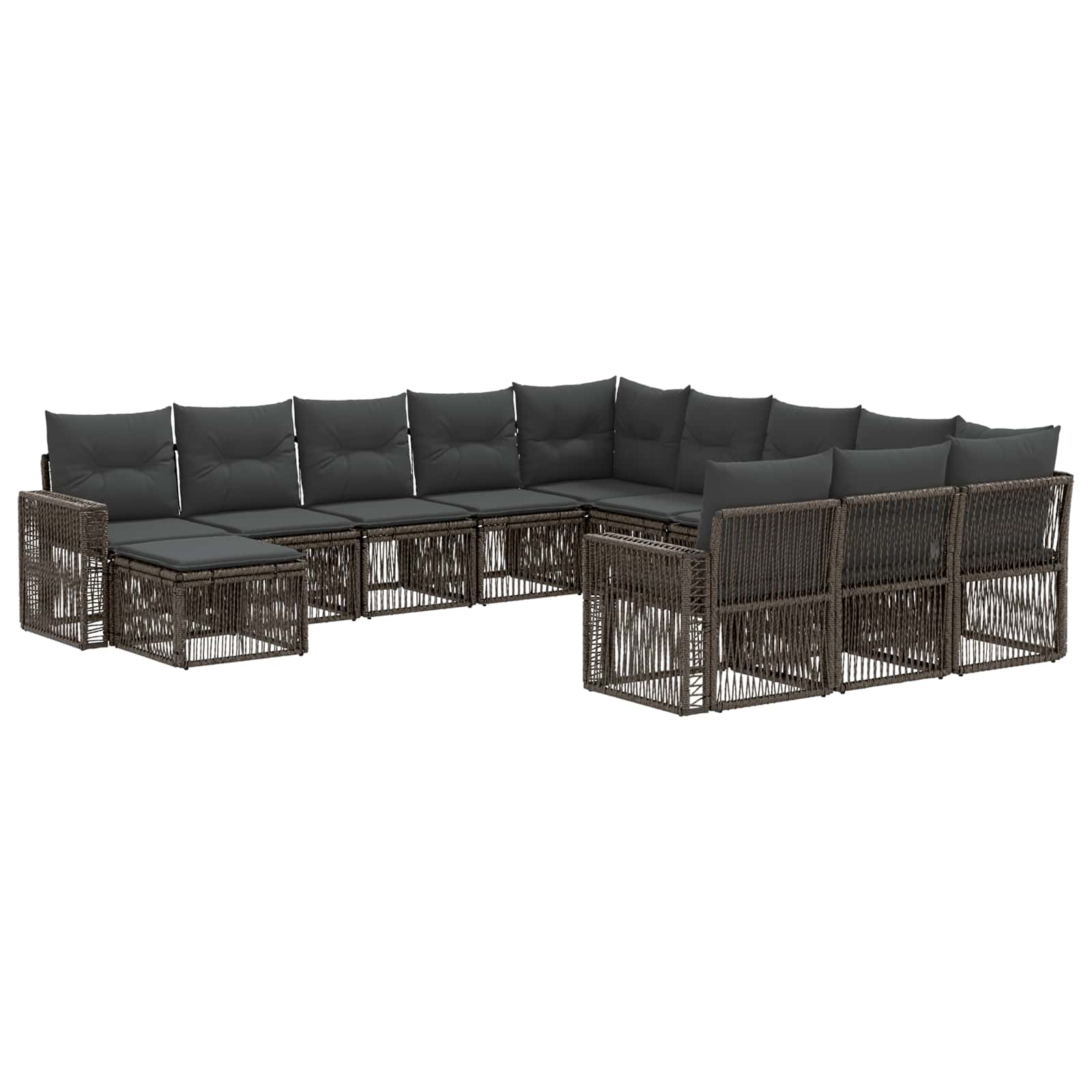Tuinbankenset 12 pcs Grijs en Donkergrijs poly rattan