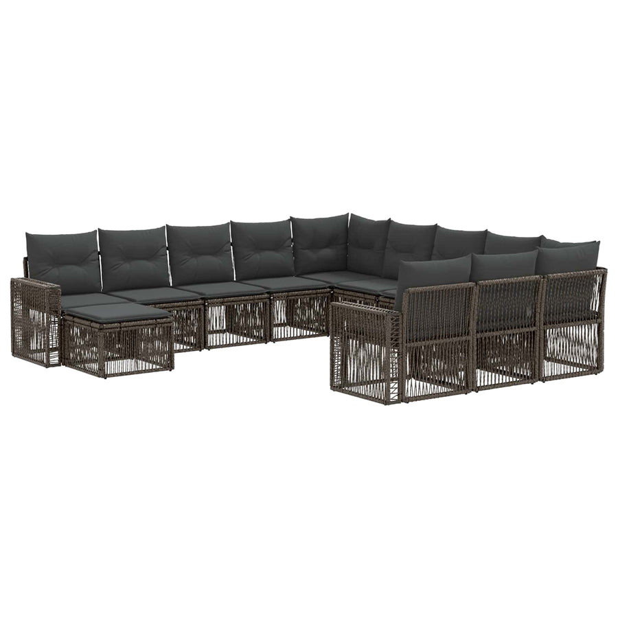 Tuinbankenset 12 pcs Grijs en Donkergrijs poly rattan