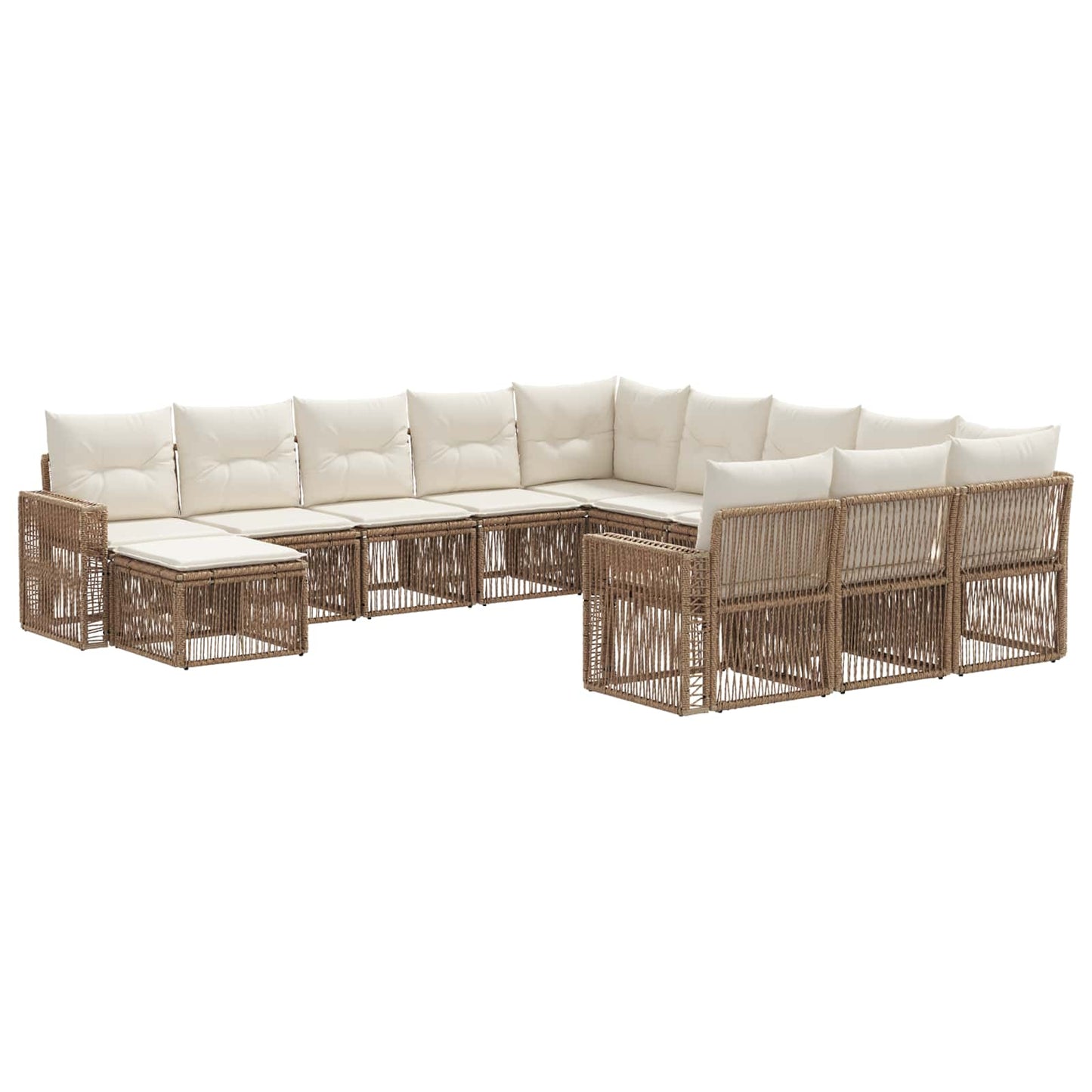Tuinbankenset 12 pcs Beige en Crème Wit poly rattan