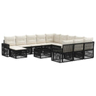 Tuinbankenset poly rattan zwart cream 13-delig