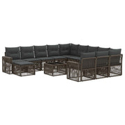 Tuinbankenset poly rattan grijs donkergrijs