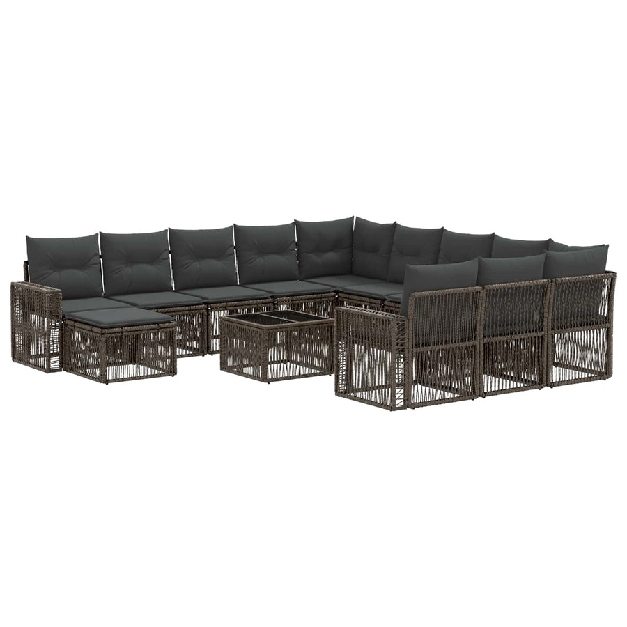 Tuinbankenset 13 pcs Grijs en Donkergrijs poly rattan