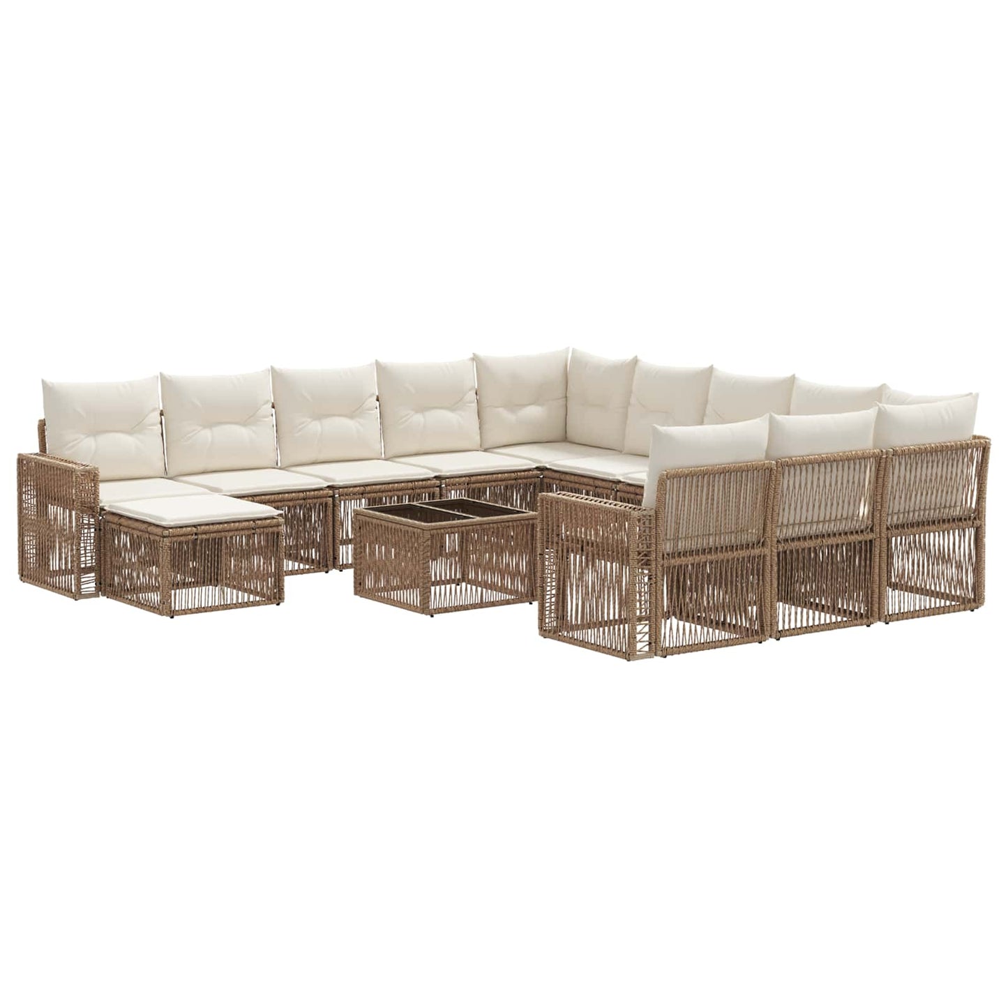 Tuinbankenset 13 pcs Beige en Crème Wit poly rattan