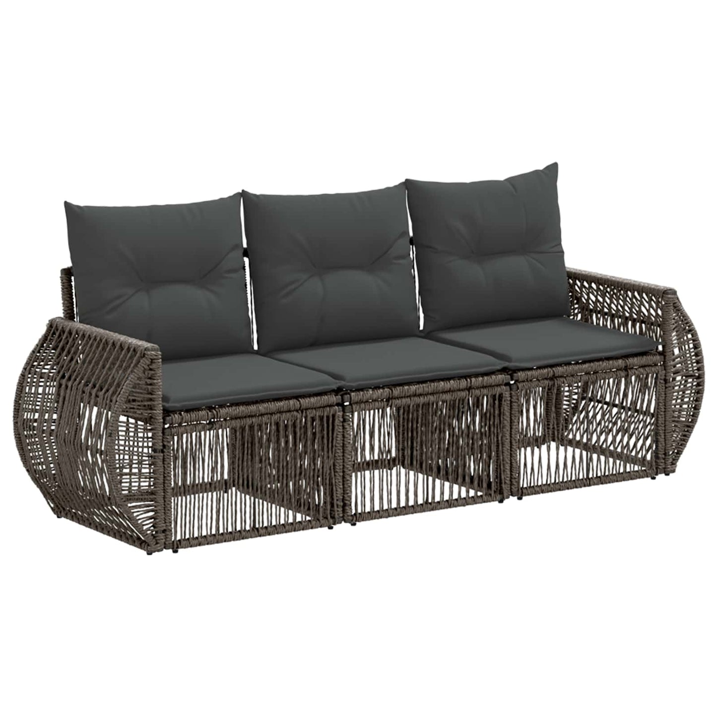 Tuinbankenset 3 pcs Grijs en Donkergrijs poly rattan