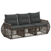 Tuinbankenset poly rattan grijs donkergrijs