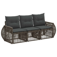 Tuinbankenset 3 pcs Grijs en Donkergrijs poly rattan